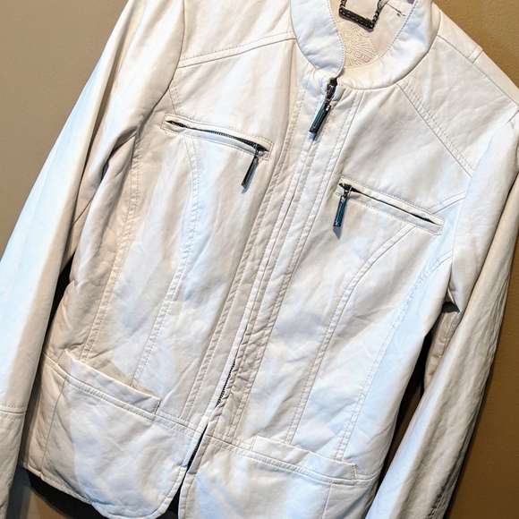 Jou Jou Jackets & Blazers - Creamy White faux Leather Jacket Med